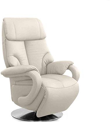 CAVADORE Ledersessel Istanbul / Fernsehsessel mit elektrisch verstellbarer Relaxfunktion / 2 E-Motoren / 80 x 115 x 79 / Echtleder: Weiß