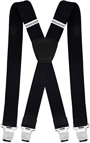 Decalen Hosenträger für Herren die Stärksten Hosenträger auf dem Markt Breite 4 cm mit 4 Metallclips Lange Einheitsgröße Verstellbare und Elastische X-Form für Alle Männer (Schwarz 1)