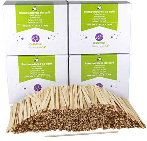 4000 Palettine da Caffè in Legno 14 cm Palettine Usa e Getta, Bastoncini per Mescolare Caffè e Tè, Bastoncini di Legno per Fai da Te