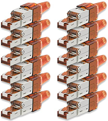 UC-Express Netzwerkstecker CAT7 RJ45-12x RJ45 Netzwerk Stecker Steckverbinder - werkzeuglos - geschirmt - mit Zugentlastung - CAT 7 CAT7a LAN Netzwerkkabel
