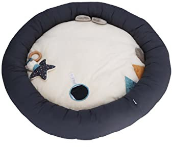 Sterntaler Baby Unisex Krabbeldecke Eisbär Elia rund - Schlafteppich, Spielmatte aus Flauschstoff, Spieldecke - ecru
