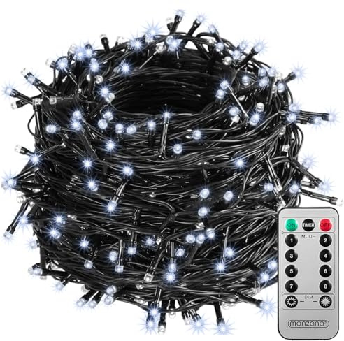 Monzana® 400 LED Lichterkette 40m mit Fernbedienung Timerfunktion 8 Leuchtmodi Dimmbar IP44 Stecker Weihnachten Außen Innen Weihnachtsbeleuchtung Kaltweiß