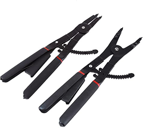 Circlip Pliers Large, Universal 16 nternal External Circlip Pliers Tool Kit with 8 Interchangeable Heads, Duty Ratchet Snap Pliers for Cars Trucks Motorcycles Repairment