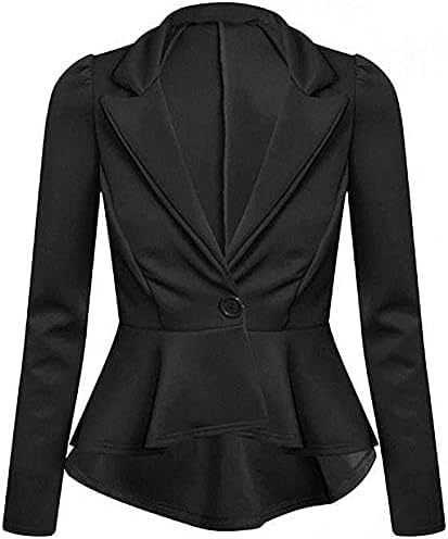 Prime fashions dam långärmad crop volang smal passform peplum blazer modern jacka kappa storlek 10-16, Svart, 36