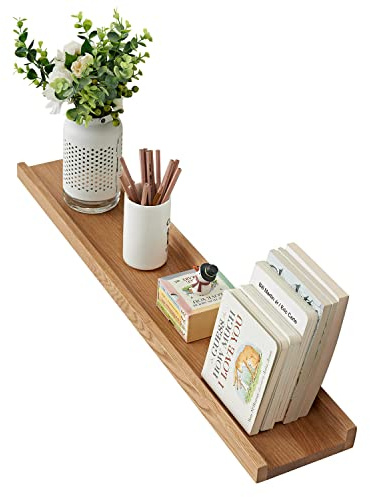 OAKERLAND Estantes flotantes de Roble Macizo para Fotos, Libros, 80cm Estantería Madera Pared para el hogar, Oficina, Dormitorio, Sala de Estar, Baño