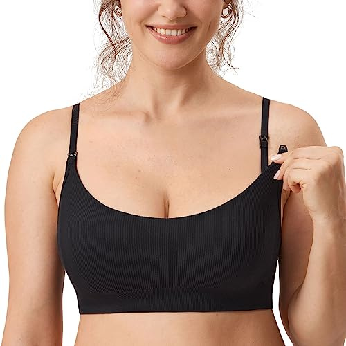 MOMANDA Ribbed Nursing Bras for Breastfeeding | Maternity Sleep Bralettes, Wireless, Seamless, Soft, Comfy, For women