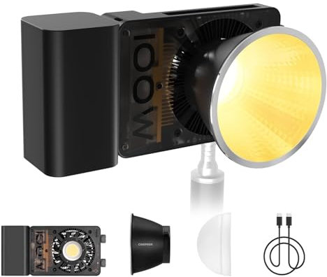 Zhiyun CINEPEER CX100 LED Video Light, 100W Portable Photography Light,Bi-Color 2700K~6500K CRI 96+ TLCI 97+Brightness Control Camera Light,Zhiyun Light with Built-in Fans,PD Fast Charging,for Studio