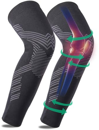 FOGOIN Flytex Kompressions-Kniebandage V2, Atmungsaktive Sportbandage für Basketball, Laufen & Gelenkunterstützung bei Arthrose/Verletzungen (1 Paar) | Band- und Gelenkunterstützung – V2-Kompression für Männer und Frauen, lindert Schmerzen.