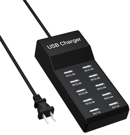 Resypey 10-Port USB Charger Station, 50W10A Multiport Charger Hub for iPhone, Galaxy, iPad & More