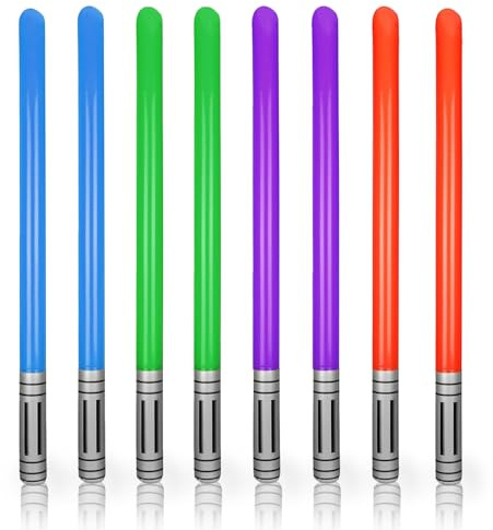 8 Stück Lichtschwert 4 Farben Aufblasbares Schwert Spielzeug Set, geeignet für Jungen und Mädchen, Geburtstag, Party und Halloween Thema, Cosplay