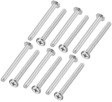 PATIKIL Tornillos de Cabeza Plana Redonda 8 Piezas M6-1 x 65Mm Tornillos de Encuadernación de Acero Inoxidable 304 18-8 Rosca Completa Tornillo de Máquina de Accionamiento