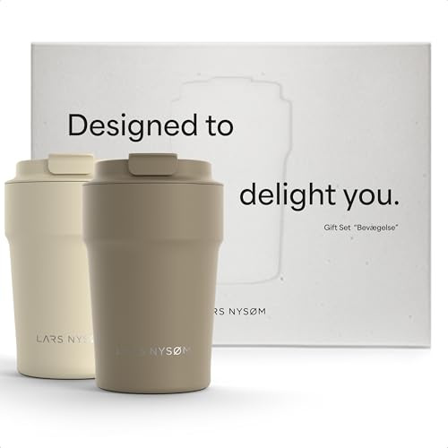 LARS NYSØM presentförpackning med termomugg för kaffe - 2 x 380 ml termomuggar för kaffe och te - kaffemuggsuppsättning levereras i en attraktiv presentförpackning