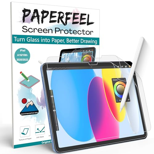 PAPERFEEL 2 Pack Screen Protector for iPad A16 11th 10th Gen 2025 2022 | Matte PET Paper Film Compatible with Apple Pencil Drawing Writing, Anti-Glare,Anti-Fingerprint,Anti-Scratch,Easy Installation