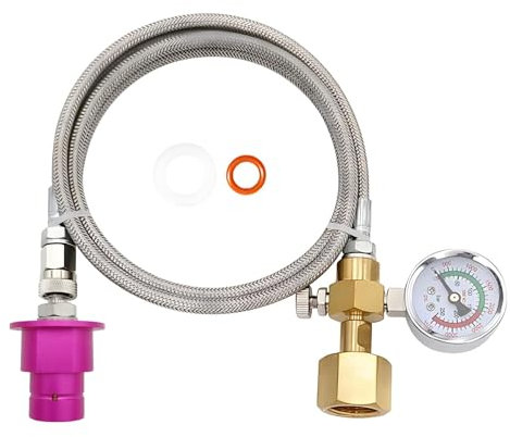 Soda Terra Machine Co2 Adapter Quick Connector Adapter With High Pressure Stainless Steel Hose,Soda Water Maker Adaptor Compatible with Terra DUO Art Gaia Series 60inch Hose with Gauge