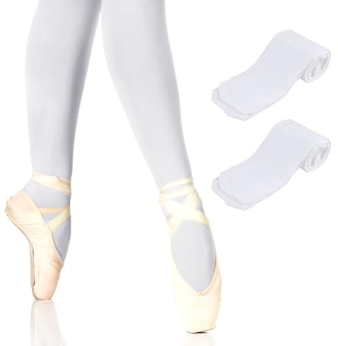 Maxmoc 2 Stück Ballettstrumpfhose, Weiße Strumpfhose Kinder, Elastisch Weisse Tanzstrumpfhose für Kinder Damen und Mädchen, L (110–129 cm)
