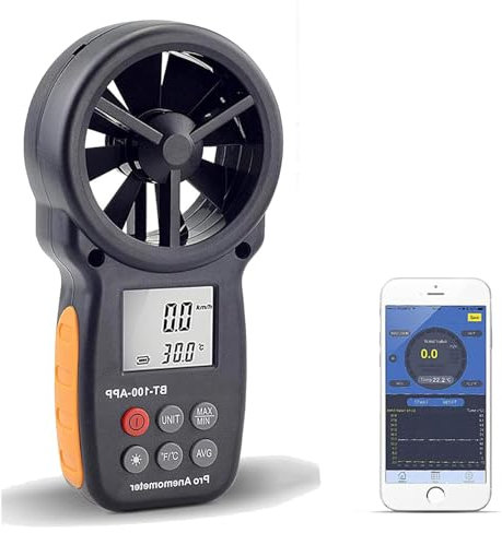 MTTXY Anémomètre Numérique Portatif, Jauge de Vitesse du Vent, Mesure avec Précision La Vitesse de La Température du Vent pour CFM avec Max/Min/AVG, Rétroéclairage LCD, CVC
