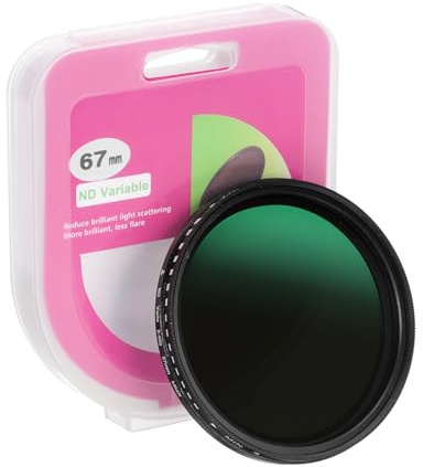 PATIKIL 67mm ND Filter, Variable ND Lens ND2-ND400 Adjustable Neutral Density Filter Slim Optical Glass with Cap for Camera Lens Video Vlog Portrait Photography, Black
