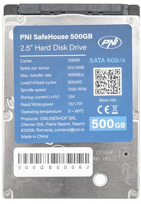PNI SafeHouse - Disco Duro Interno de 500 GB, 6.3 cm, SATA 6 GB/s, Capacidad de 500 GB, caché de 128 MB