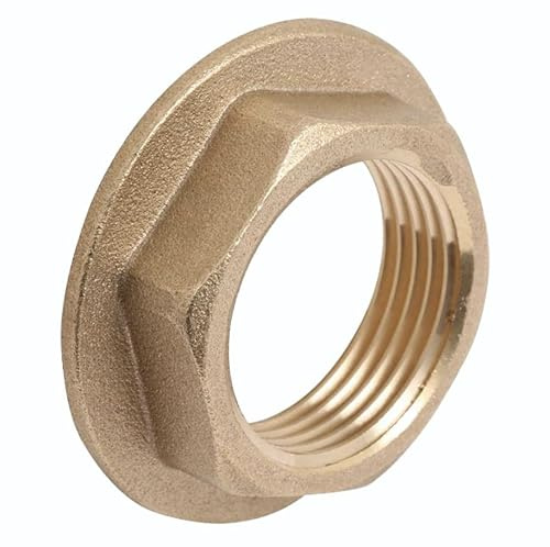 1 1/4″ BSP Brass Flanged Hexagon Backnut – Threaded Waste Nut for Basin, Tap & Cistern Fittings – Solid Brass Nut for Plumbing, Pipe, Toilet, Sink & Water Tank Installations – UK Standard BSP Thread