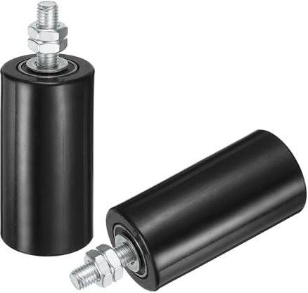 QUARKZMAN 2pcs Galet Guide pour Portail Coulissant 50x100mm, Roulette en Nylon Guide au Sol M12x40mm pour Porte Grange Coulissante, Roue Universel Guidage Support pour Portail, Noir