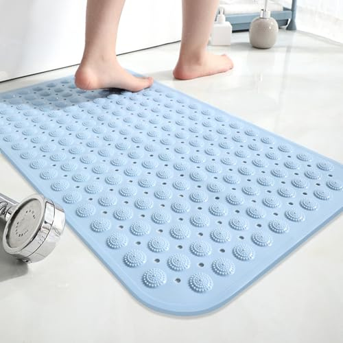 Antideslizante Bañera 40X60Cm Azul Cielo Alfombra Baño Ducha con Ventosas, para Bañera Infantil,Lavables A Máquina Suave Alfombra De Baño
