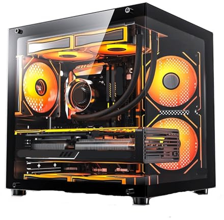 EWAIDI YL M-ATX Gaming PC Custodia Desktop 270° Vista Mare Camera Computer Case Senza Stile A Doppio Lato Trasparente PC Gamer Armadio