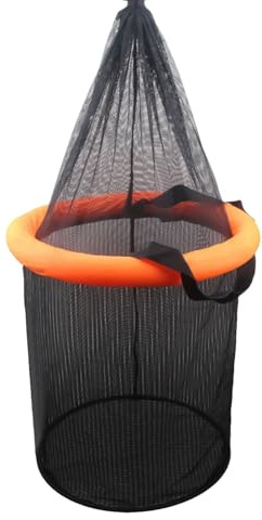 Panier de Pêche pour Poisson Capturé,Filet Pliable Pour Appâts Vivants | Panier Flottant à Poisson en Maille avec Cordon de Serrage pour Écrevisses, Poisson-chat, Pêche en Eau Salée, Eau Douce, à la