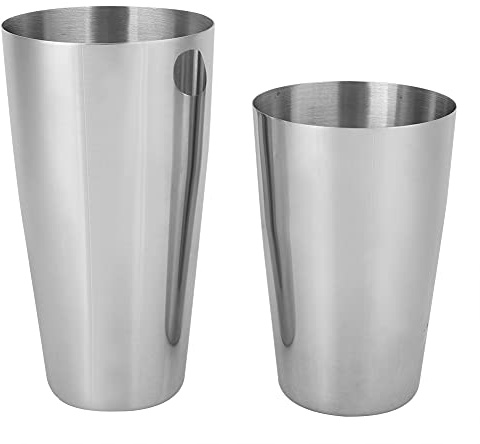Coctelera de acero inoxidable – Coctelera duradera de calidad alimentaria, diseño de atraer fugas, boca ancha fácil de limpiar, ideal para la mezcla de té y café helado, 1 unidad de plata