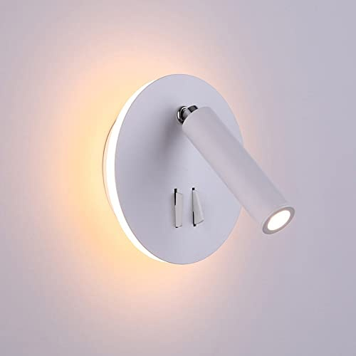 LED Spotlight, 3W Spot Lights Rotating 330° Folding ° Up And Down, Hardwired Wall Mount Lights Indoor Metal 8W LED Wall Lamp for Bedroom Hallway, Warm White