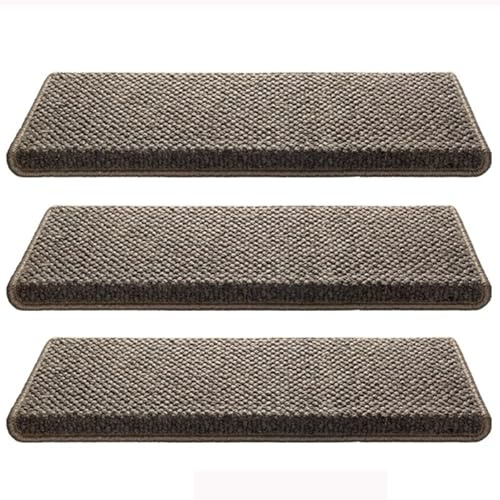 Alfombra de lana antideslizante para peldaños y peldaños de interior, autoadhesiva, fácil instalación, antideslizante, lavable, apta para mascotas y niños