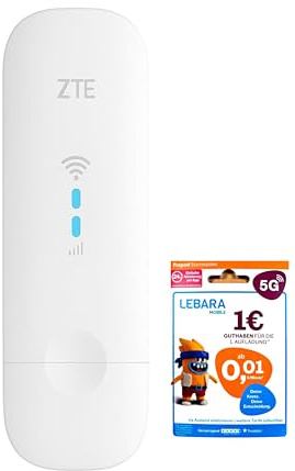 ZTE MF79U Wingle CAT4-4G Modem USB Wifi débloqué à faible coût 150 Mbit/s Ports d'antenne externes Blanc avec carte SIM Lebara incluse