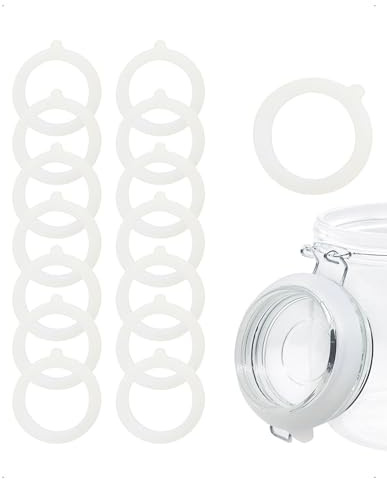 HEOXIN 15 Piezas Juntas de Silicona para Tarros, 95x70mm Anillos de Sellado Universales para Tarros de Conservas con Tapa, Juntas Herméticas de Repuesto para Tarros de Vidrio, Blanco