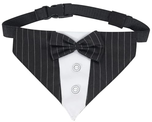 ZXTGBQ Verstellbares Hunde Smokinghalstuch mit Fliege für Hunde, Hund Smoking Fliegee, Verstellbare Hund Fliege Bandana Halsband Hochzeit Party Hundehalstuch Baumwolle Bandana Hundehalsband