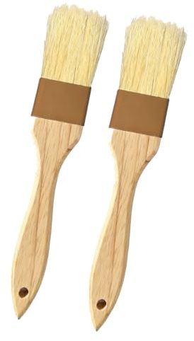 Pastry Basting Brush - Food Brushes, Non-Shedding Natural Boar Bristle, Heat Resistant Wooden Handle, Durable Kitchen Tool for Baking, Cooking, Butter, Egg Wash, Glazing, Oil, Sauce (1 & 1, 2 pc)