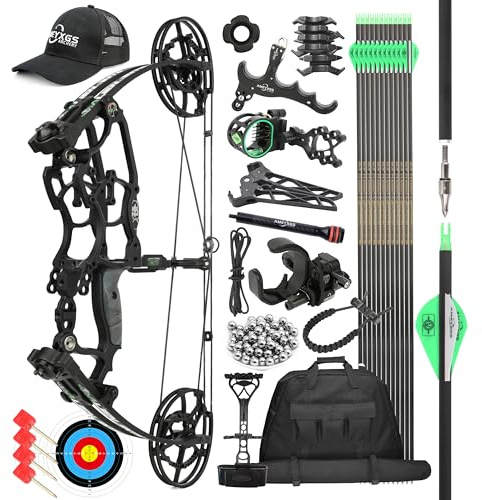 surwolf 17 Compound båge kit,30~70lbs Justerbar,Steelball båge,Dual use jaktbåge,vuxenbåge,RH&LH,Kan skjuta pil och stålkula,för bågskytte skytte (svart-set)