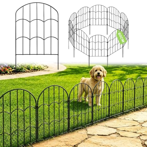 Hundezaun,20 Paneles Steckzaun Metall (60cm H X 33cm W,Gesamtlänge 3,3M) Dekorative Gartenzaun,Keine Graben Tier Barriere Fechten, Rostfrei Metalldraht Panel Grenze,Gartenzaun Metall Für Kaninchen