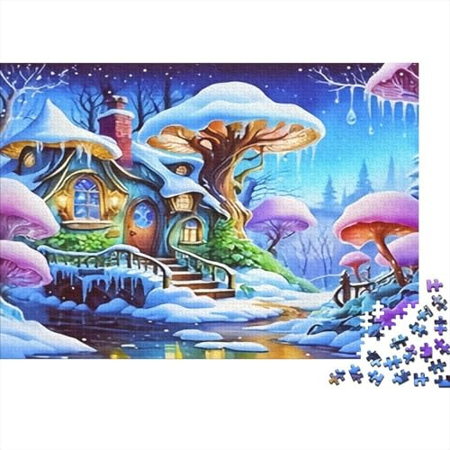 Puzzle Jolie Fille d'hiver 1000 Pièces 70x50 cm en Papier Recyclé pour Adultes Motif Cœurs d'amour Impossible Difficile Stimulant Jeu Familial Cadeau pour Hommes et Femmes