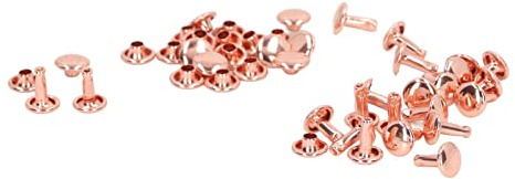 Rengue 100 Set Rivetti a Doppia Testa 7x8mm, Rivetti in Ferro per Pelle per Borse Scarpe Abbigliamento Scatola, Rosa Oro