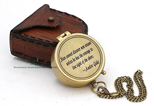 Roorkee Instruments (INDIA) Andre Gide Man Cannot Discover Oceans/inspirierendes Geschenk/direktionaler Magnetkompass für Navigation/Taschenkompass für Camping, Wandern, Touren...