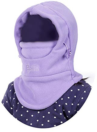 VJOLI Unisex Kinder Winter Mütze Jungen Mädchen Kapuzenschal, 5 in 1 Hut mit Warmen Schal Ski-Outdoor Sport Winter Schlupfmütze Cap 4-15 Jahren (Dunkelblau)