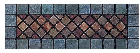 Nicoman Narrow Doormat Tiled Door Mat Barrier Eco-Friendly Heavy Duty Non-Slip Dirt Scraper For Indoor Outdoor Garden Shed Garage Entrance – (1 Pack, Blue Border, 75 x 25cm)