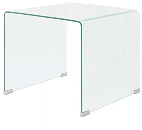 Festnight Glas Couchtisch | Beistelltisch Sofatisch Wohnzimmer Tishch aus GEH?rtetem Glas 49,5 x 50 x 45 cm Transparent