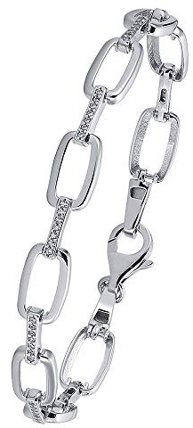 Vinani Armband klassisch rechteckig glänzend Zirkonia weiß 925 Sterling Silber Gliederarmband 2BOZ