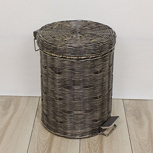 XBSLJ Rattan Pedal Bin,round Trash Can Wicker Waste Bin With Pedal Rubbish Bin For Home Kitchen Bathroom Toilet Hotels-b 8l
