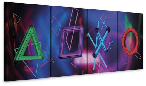 murando - Leinwandbild Gamingzimmer Gaming, 80x30 cm, 4-teilig, Wohnzimmer | Hochwertige Leinwand, sofort aufhängbar, ideal fürs Wohn- oder Schlafzimmer, wasserfest und lichtecht, langlebig, stilvoll