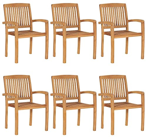 vidaXL Stapelbare Gartenstühle 6 STK. Massivholz Teak