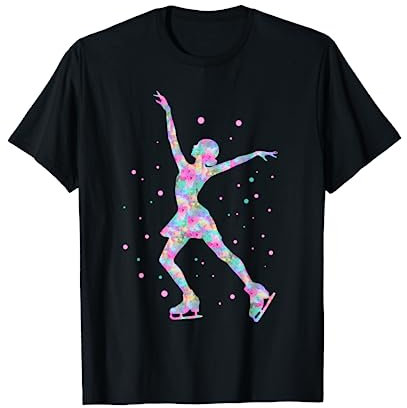 Love Figure Skating - Eiskunstläuferin T-Shirt, Damen, Frauen, Mädchen, Schwarz, Kurzarm, T-Shirt, Cartoon, Eiskunstlauf, S