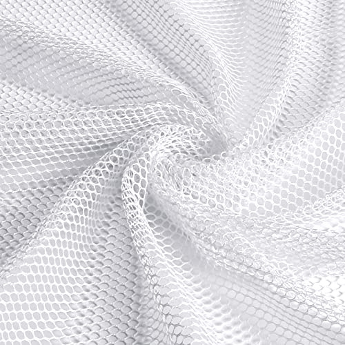 Pllieay 29.5 X 59 Inch White Mesh Fabric Slightly Stretchy for Backpack Pocket and Straps, Netting Clothes, Netting Bag Shopping Bag