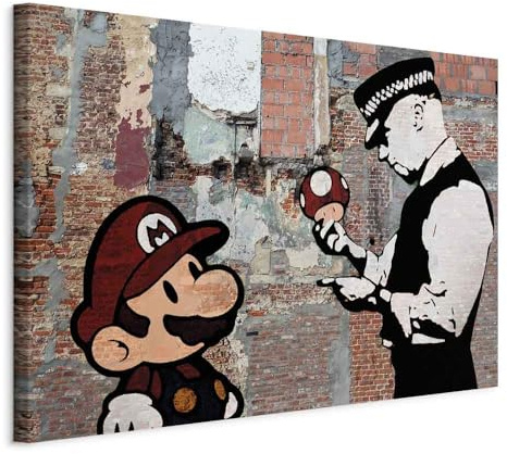 artgeist Acoustic Canvas Wall Art Print Banksy 35x24 in - 1pcs Picture with Acoustic Foam Sound Print Artwork Room Acoustics Soundproofing i-C-0103-b-a