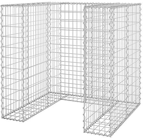 Gecheer Gabionenwand für Mülltonnen Gabione Gabionen Steinkorb Steingabionen Mülltonnenverkleidung Mülltonnenbox Verzinkter Stahl 110x100x110 cm